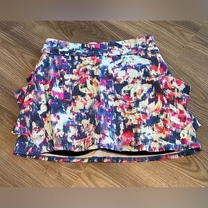 Dona Jo Layered Pickleball Tennis Athletic Skort Women’s size 2 Large Abstract